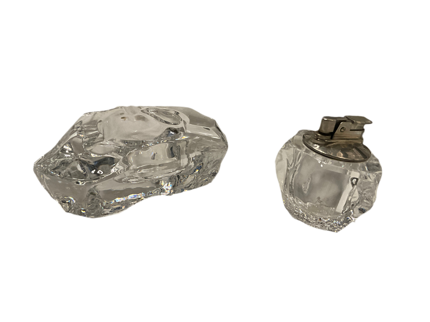 Vintage Crystal Spode Ashtray Lighter Set