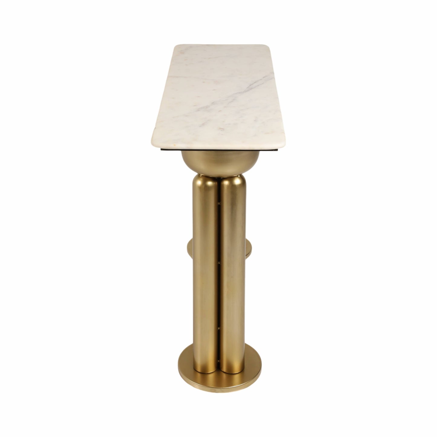 Metal Marble Top Dual Column Console Table - Gold, 42 in.