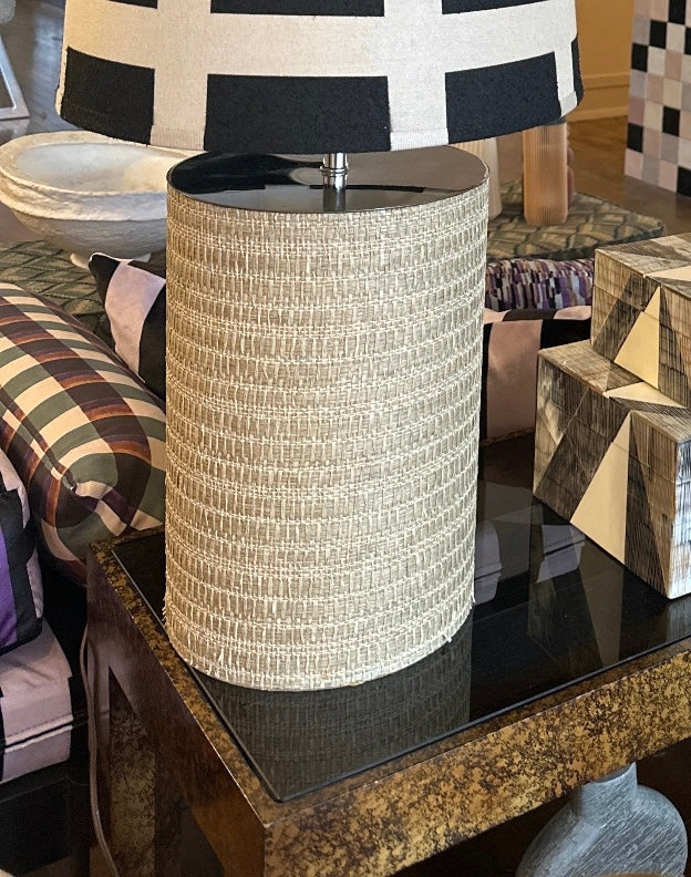 Vintage Grasscloth and Chrome Lamp