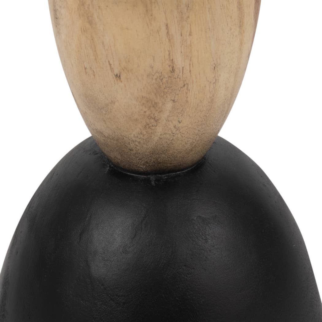 Modern Suar Wood End Table with Black Base - Tan, 20 in.
