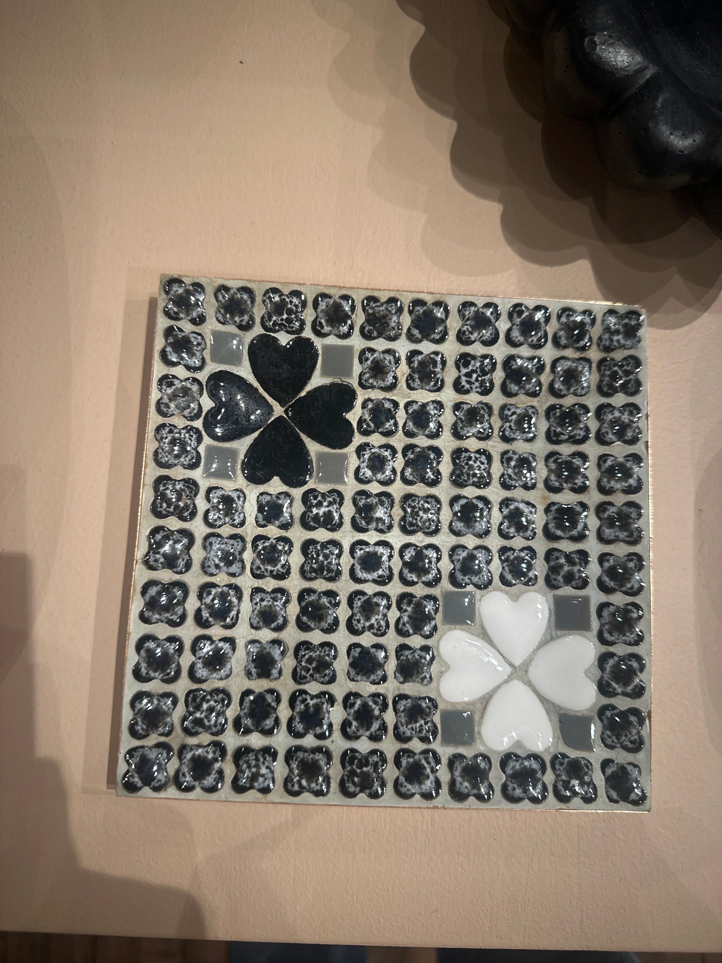 Vintage B + W Mosaic Tray