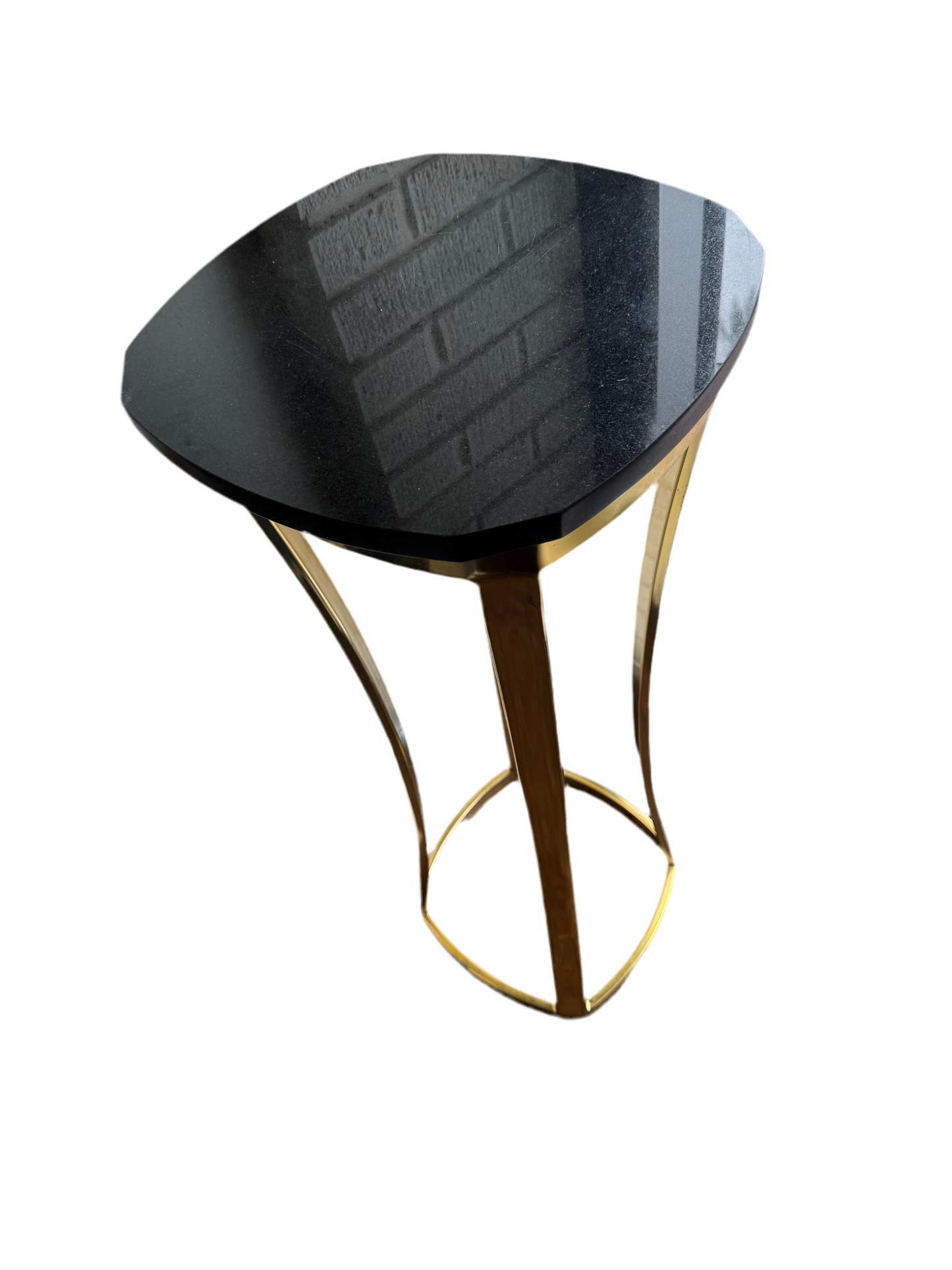 Brass and marble top pedestal