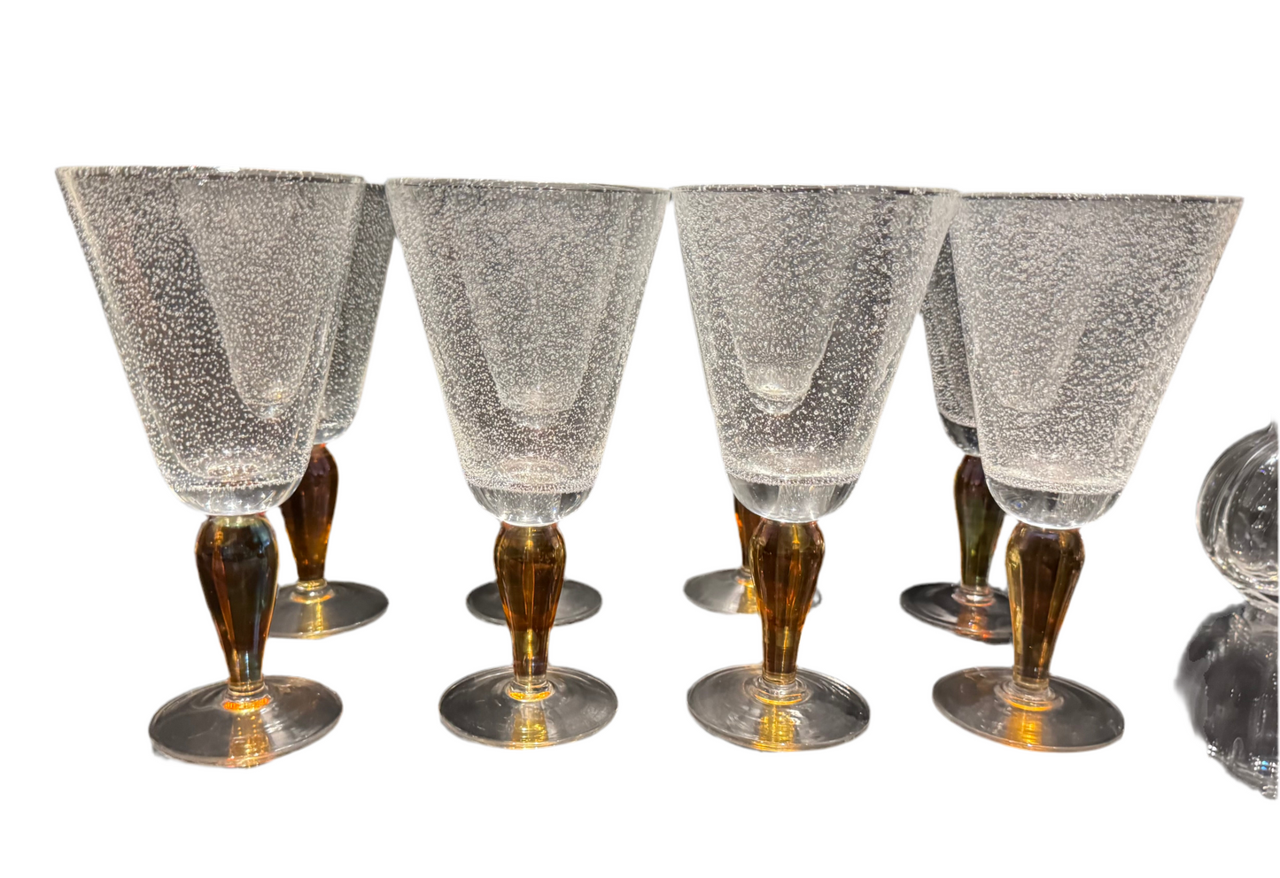 Amber Bubble Glass Goblets