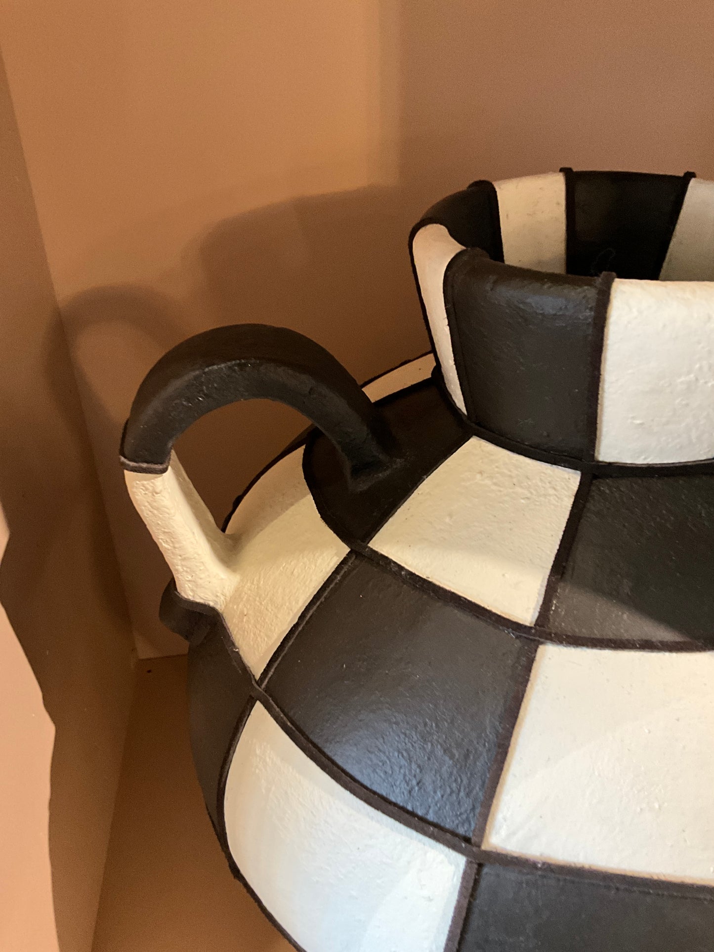 Large checkered suede vessel