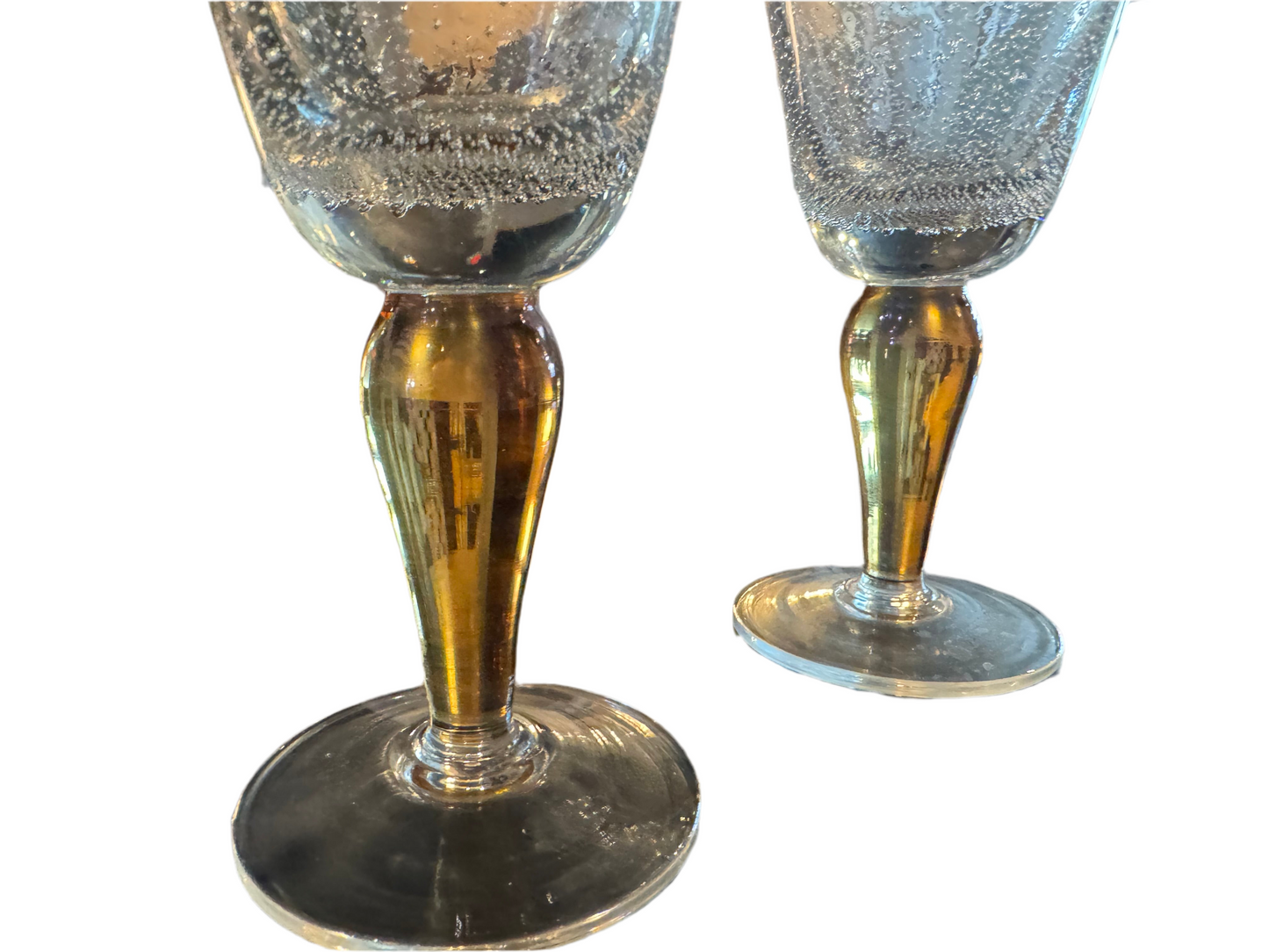 Amber Bubble Glass Goblets