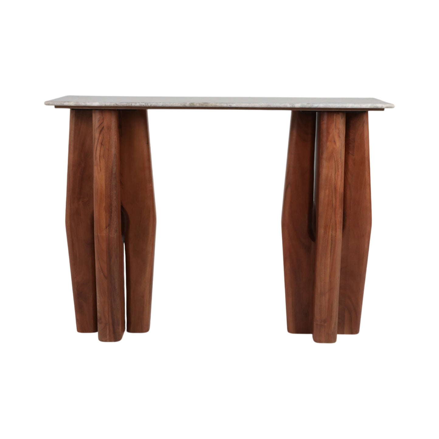 Wood Marble Tapered Legs Console Table - Tan, 42x31 in.