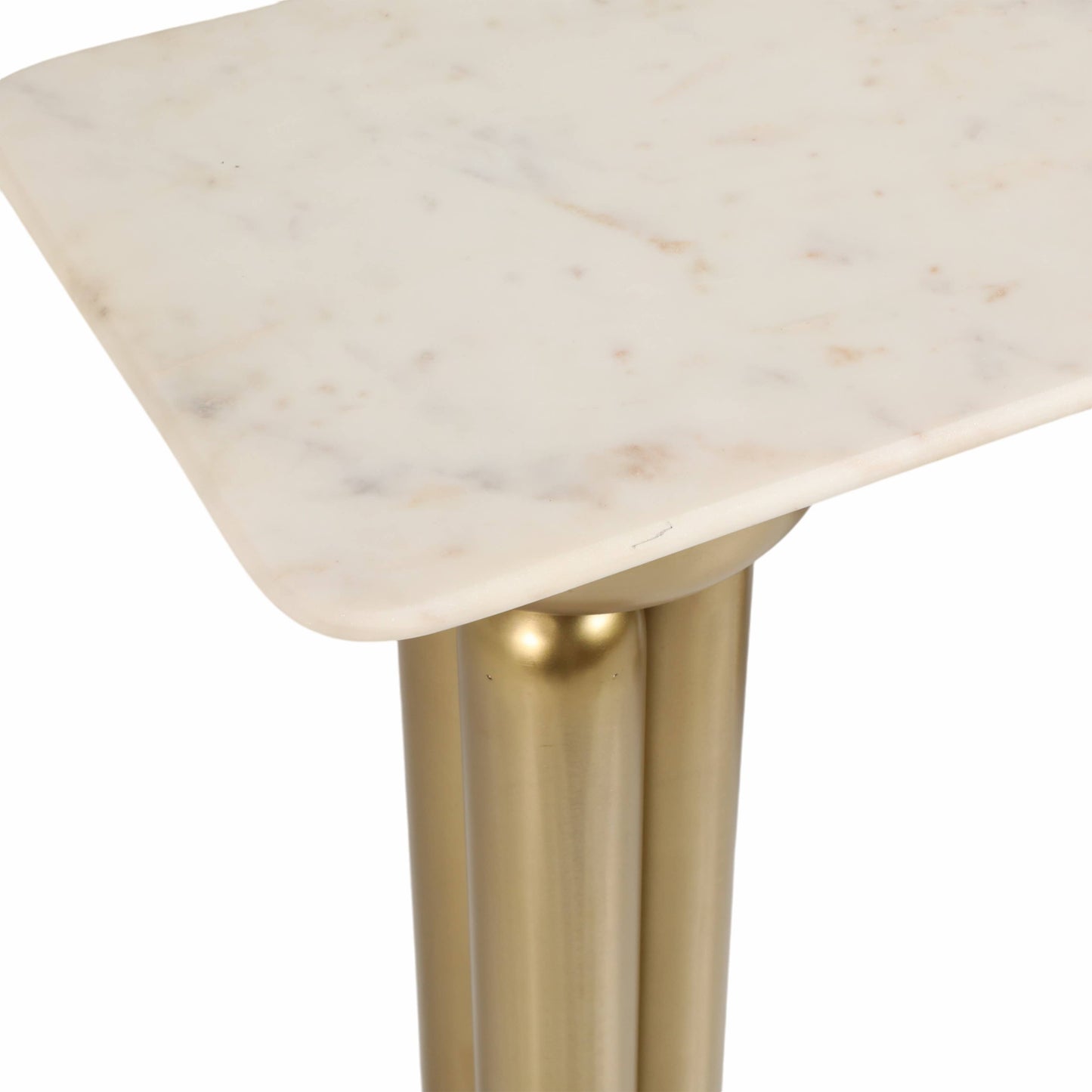 Metal Marble Top Dual Column Console Table - Gold, 42 in.
