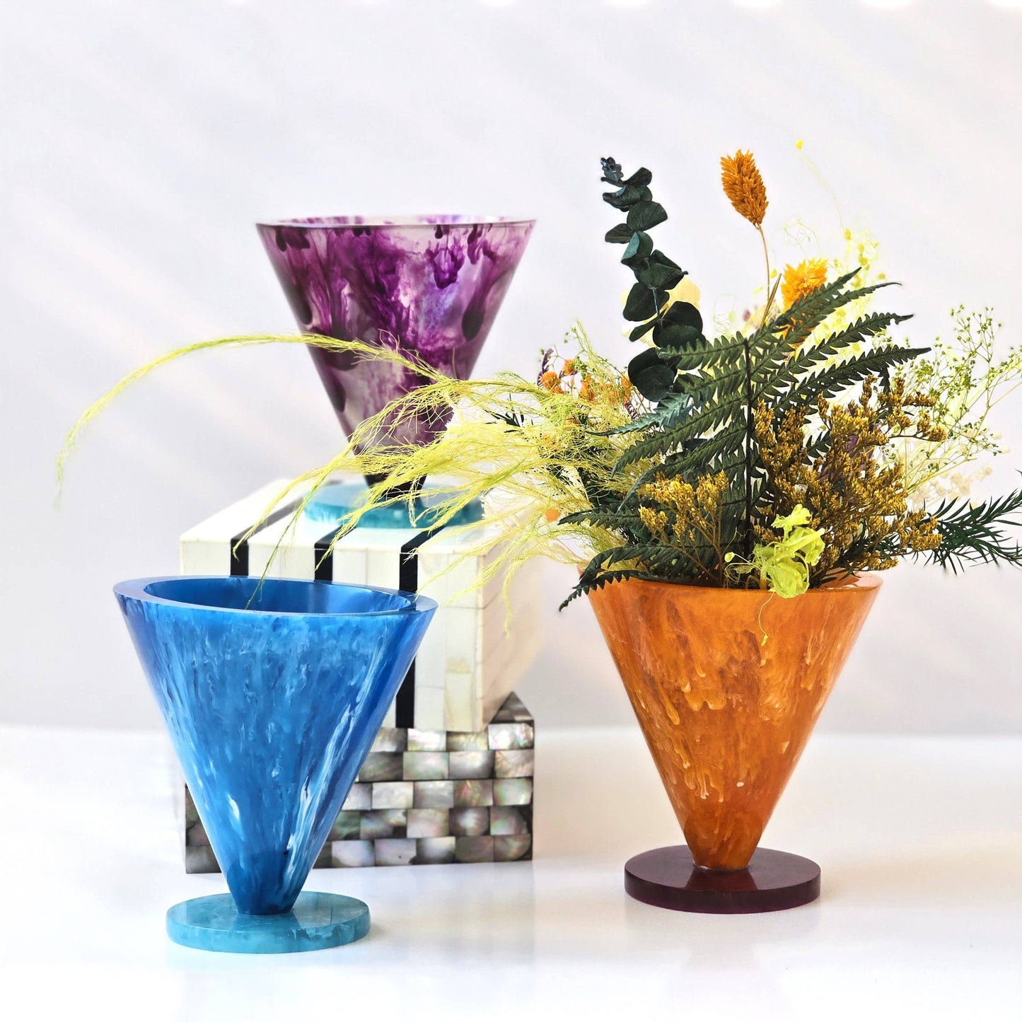 Handmade Multi Color Resin Flower Vases - Dry Flowers Pot