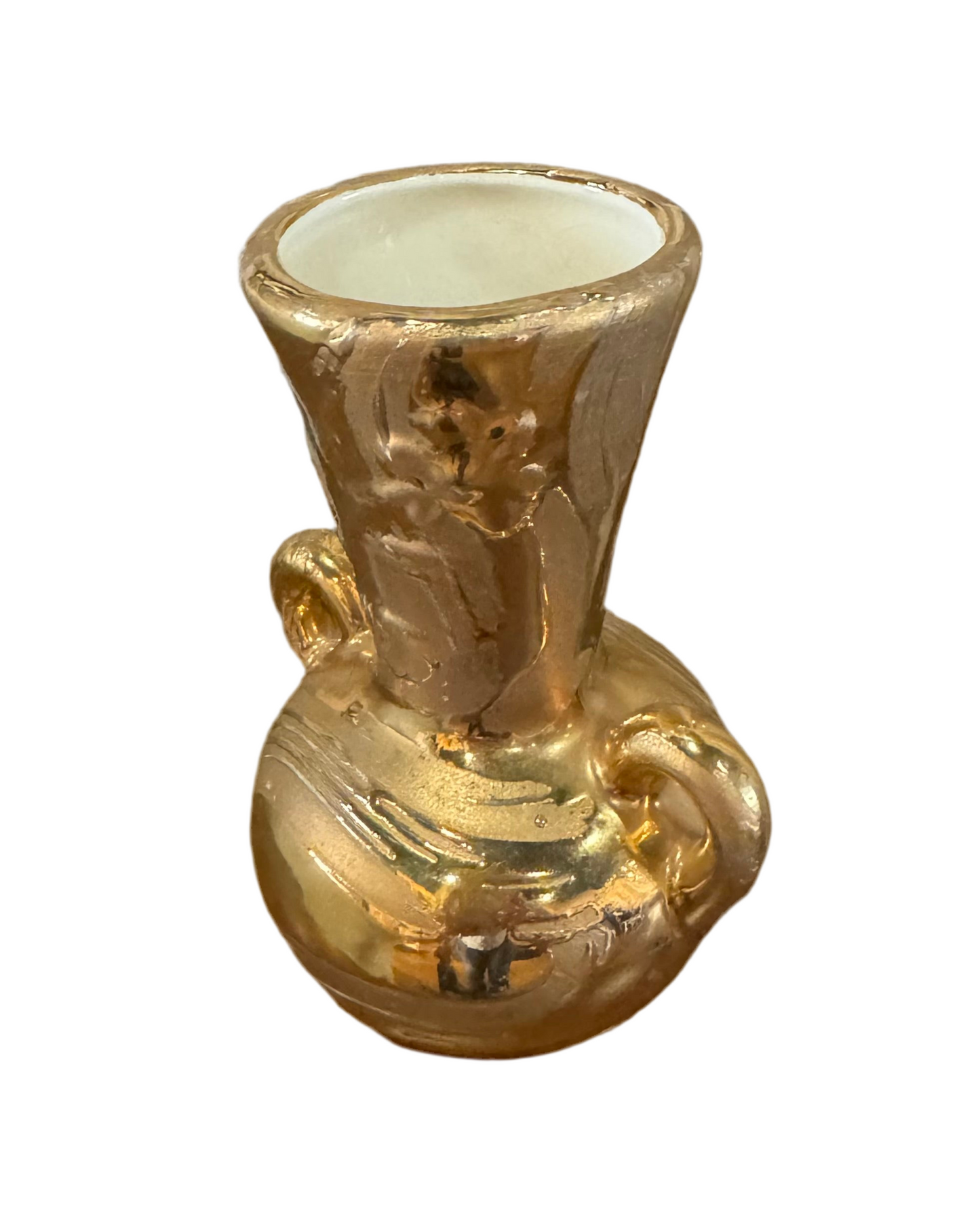 Gold small ceramic vase