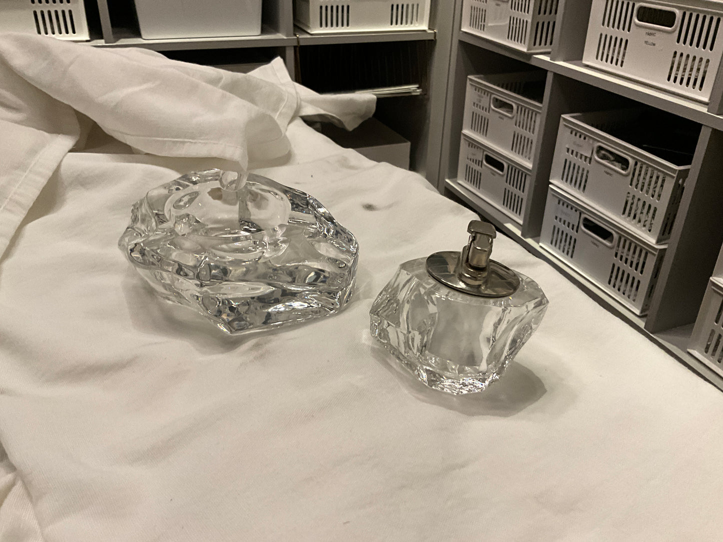 Vintage Crystal Spode Ashtray Lighter Set