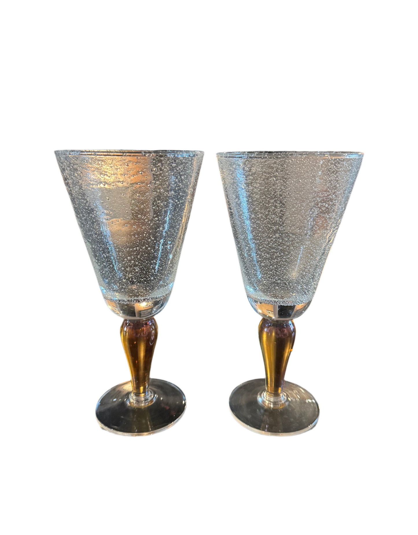 Amber Bubble Glass Goblets
