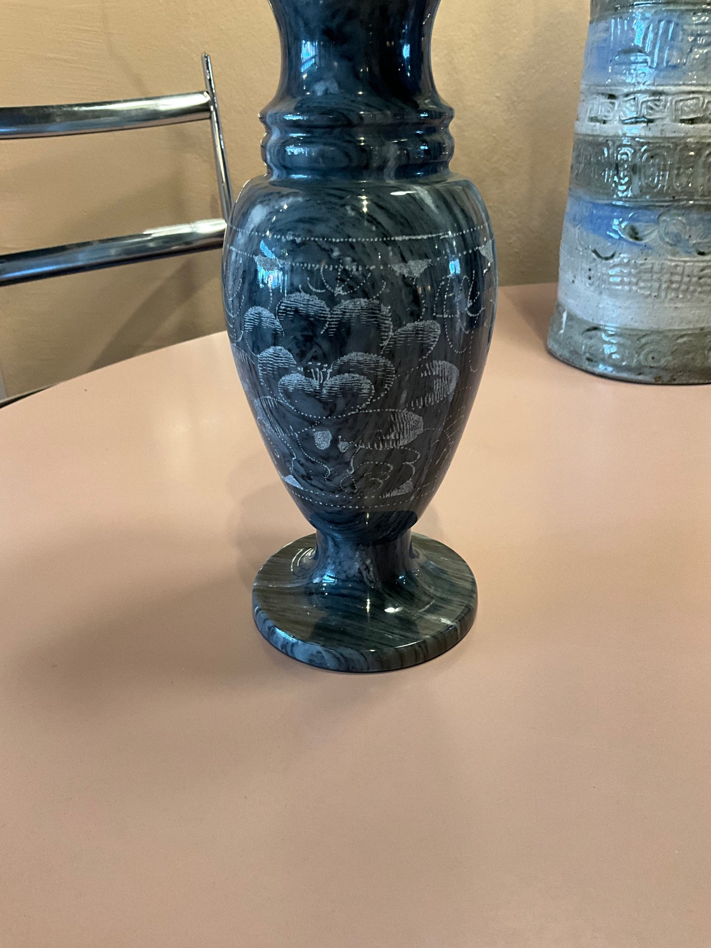 Vintage Etched Marble Vase