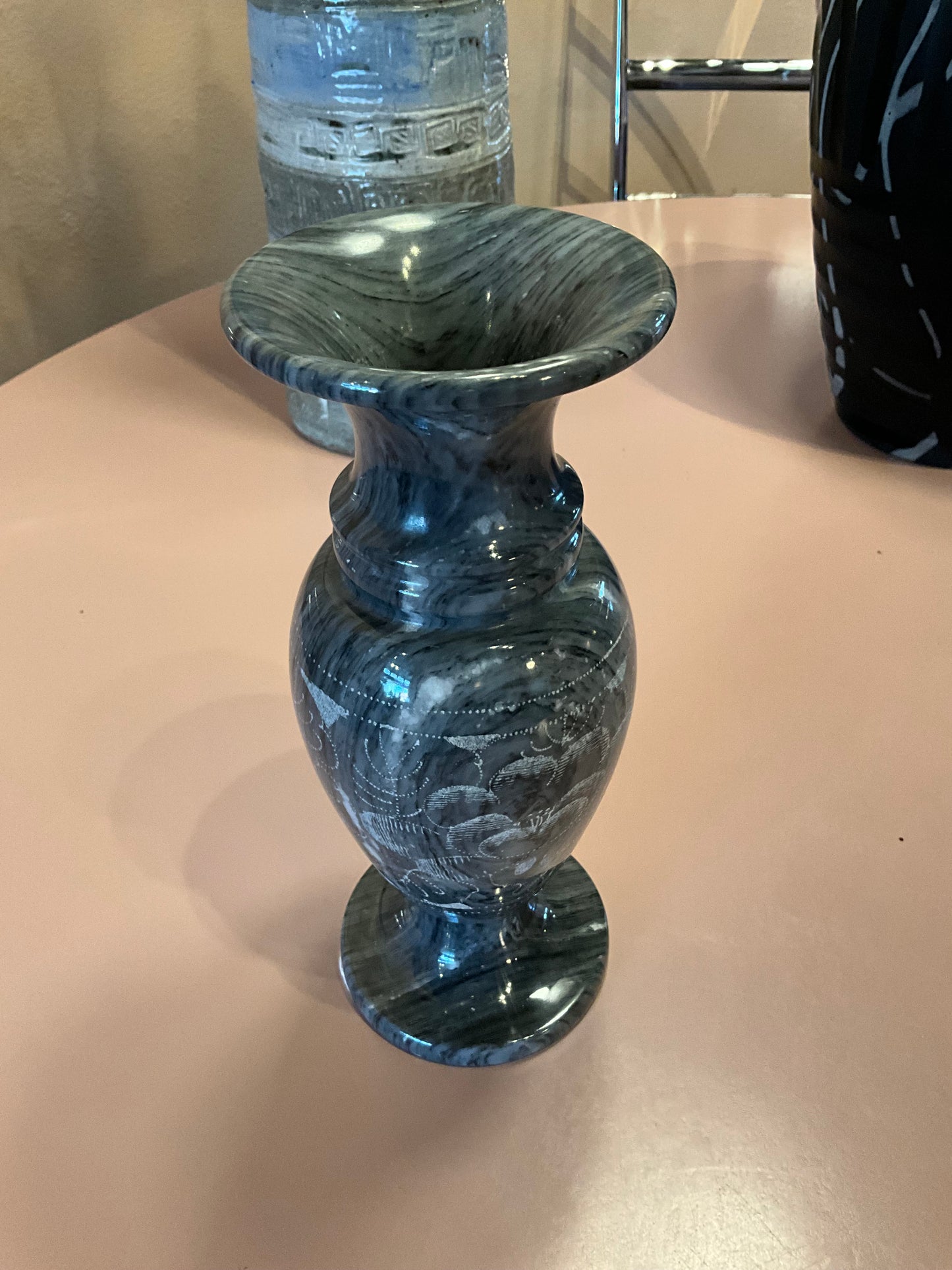 Vintage Etched Marble Vase