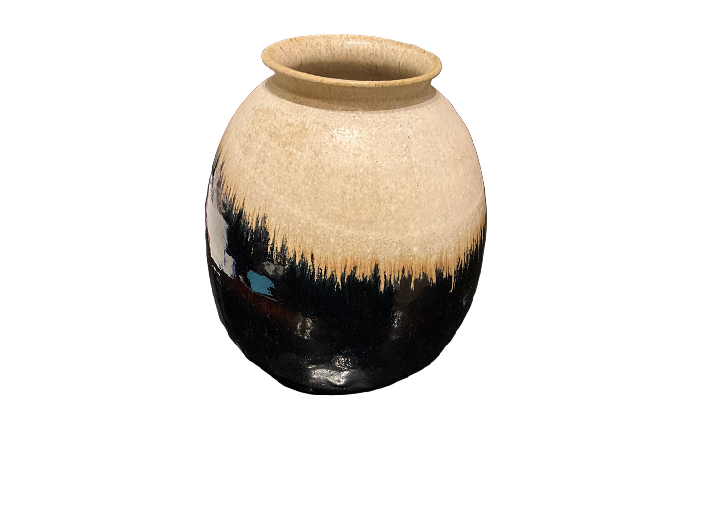 Vintage Cream and Black Vase