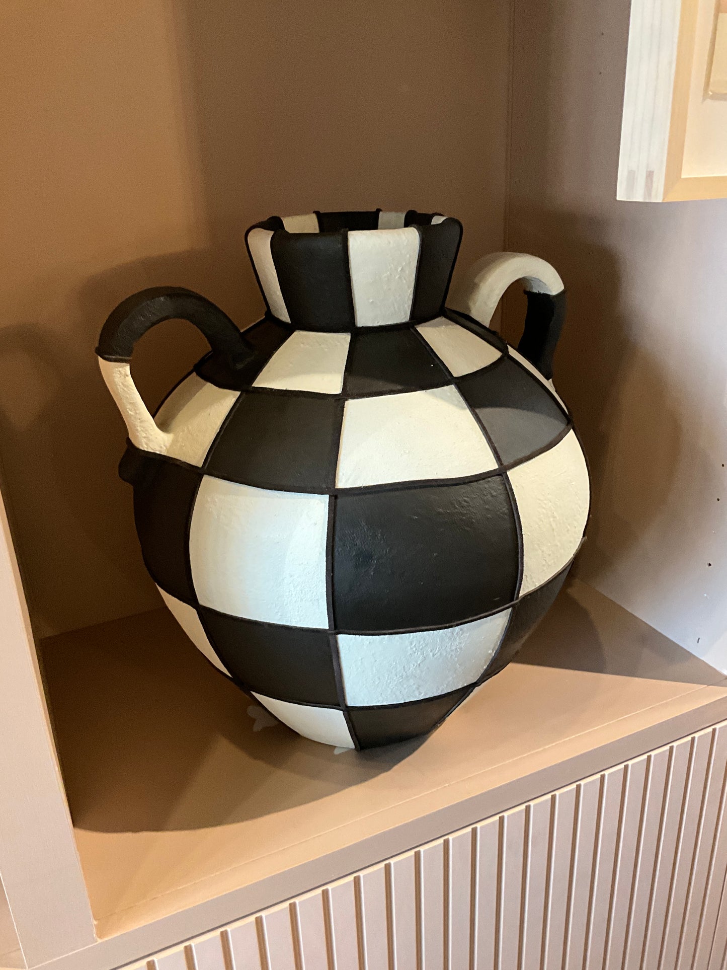 Large checkered suede vessel