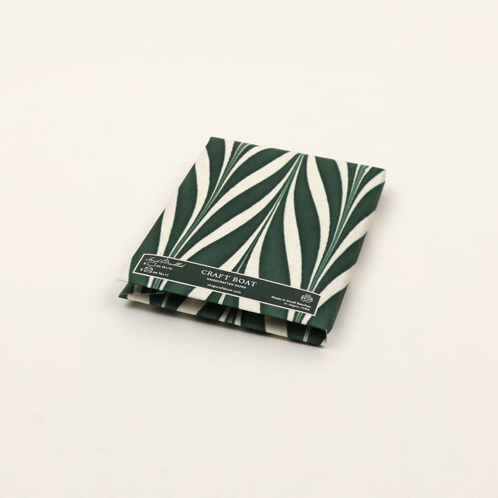 Green Hand Marbled Greeting Card Set