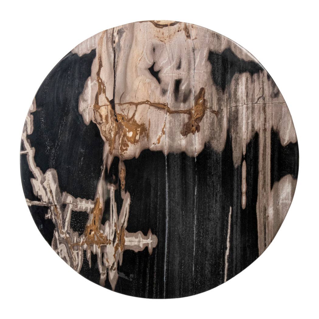 Wood Marble Top Stacked Ring Accent Table - White, 22 in.