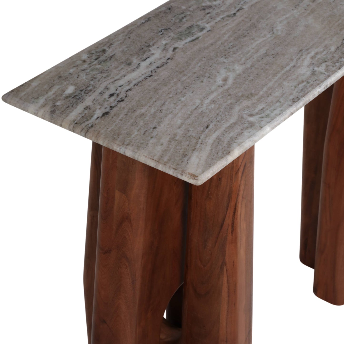 Wood Marble Tapered Legs Console Table - Tan, 42x31 in.