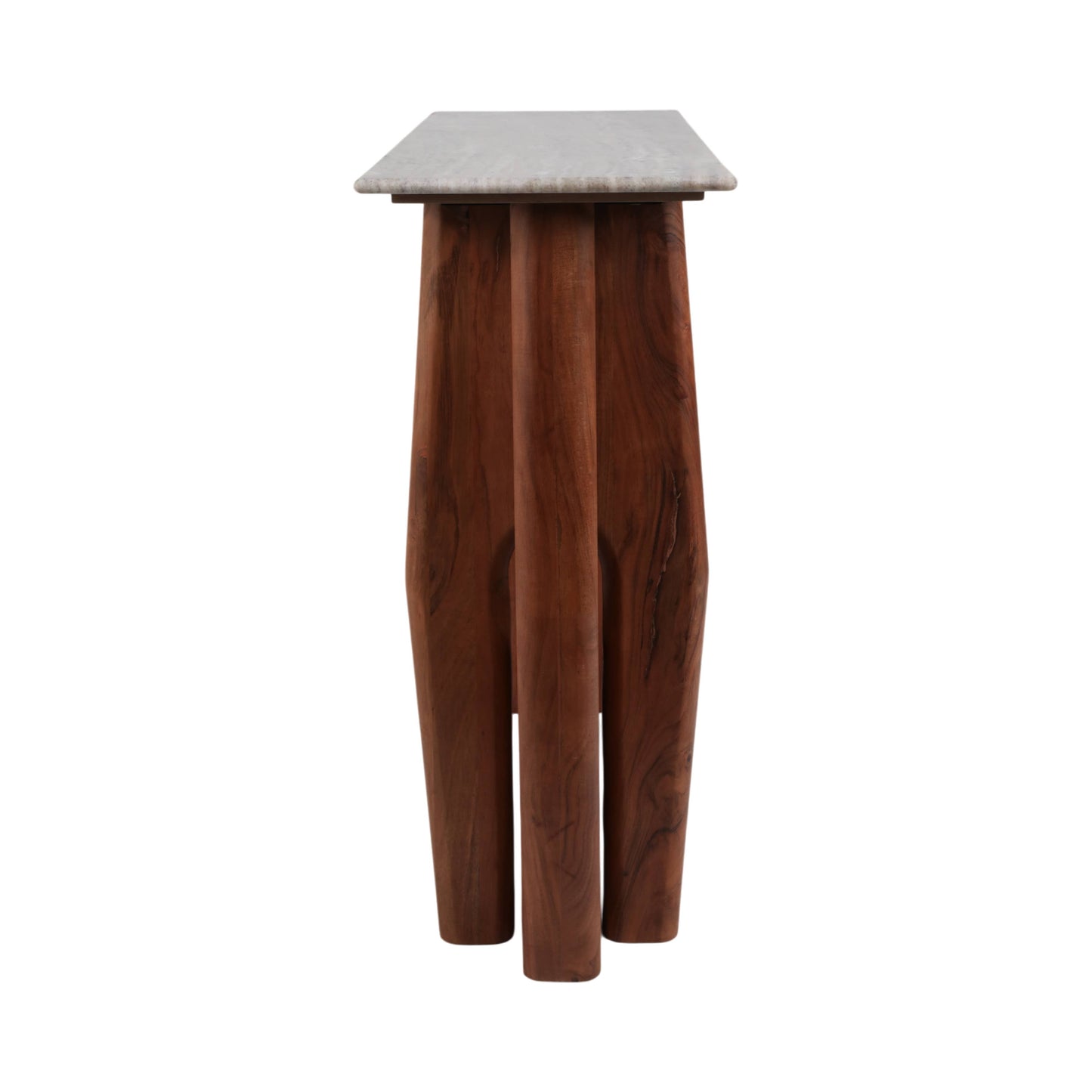 Wood Marble Tapered Legs Console Table - Tan, 42x31 in.
