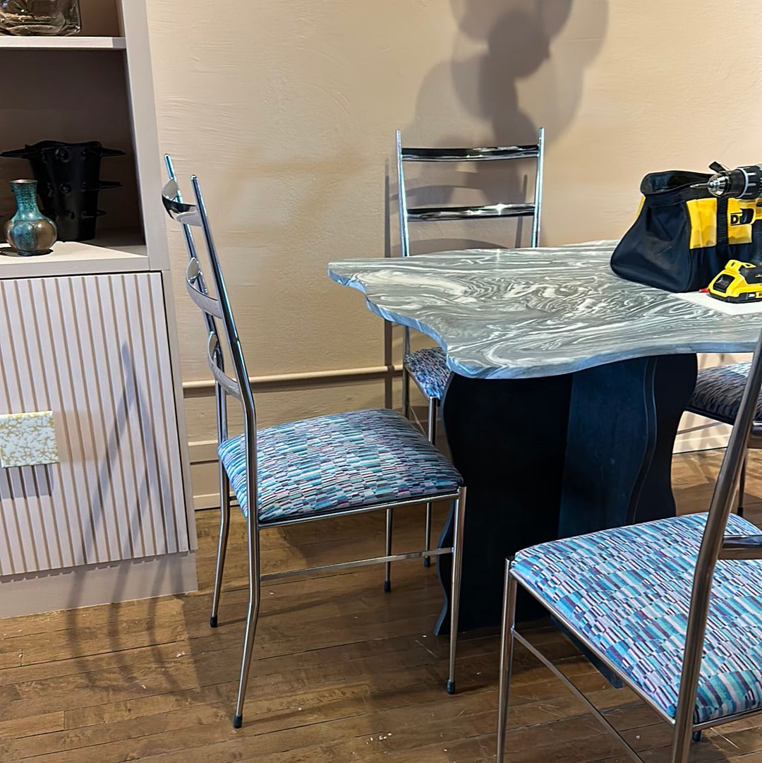 Vintage Italian Chrome Back Chairs