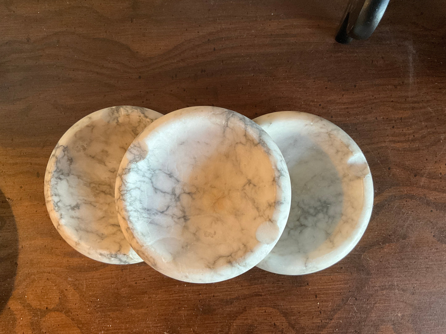 Set of 3 Chic Carved Marble Ashtray