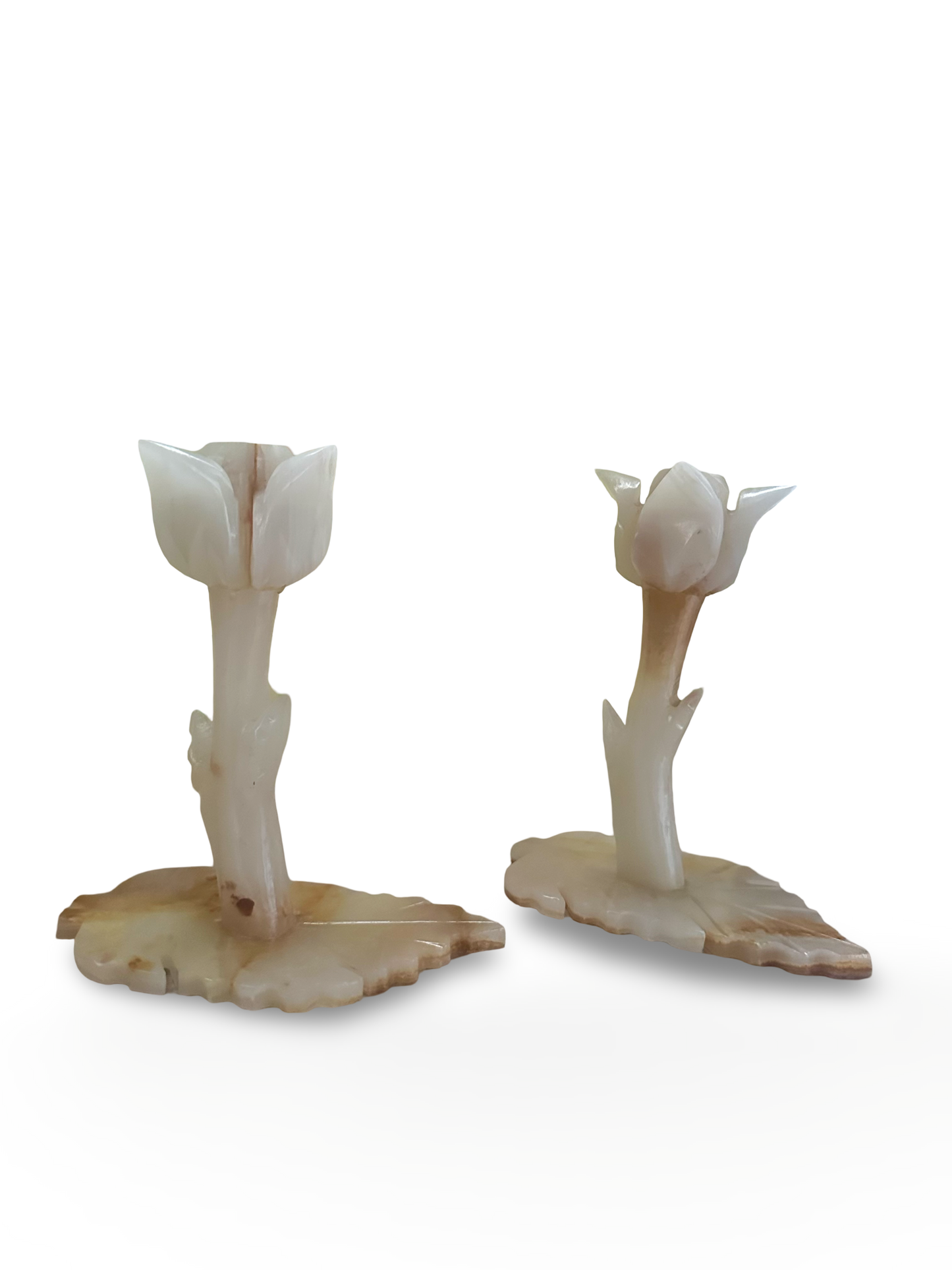 French Floral Onyx Candle Holders