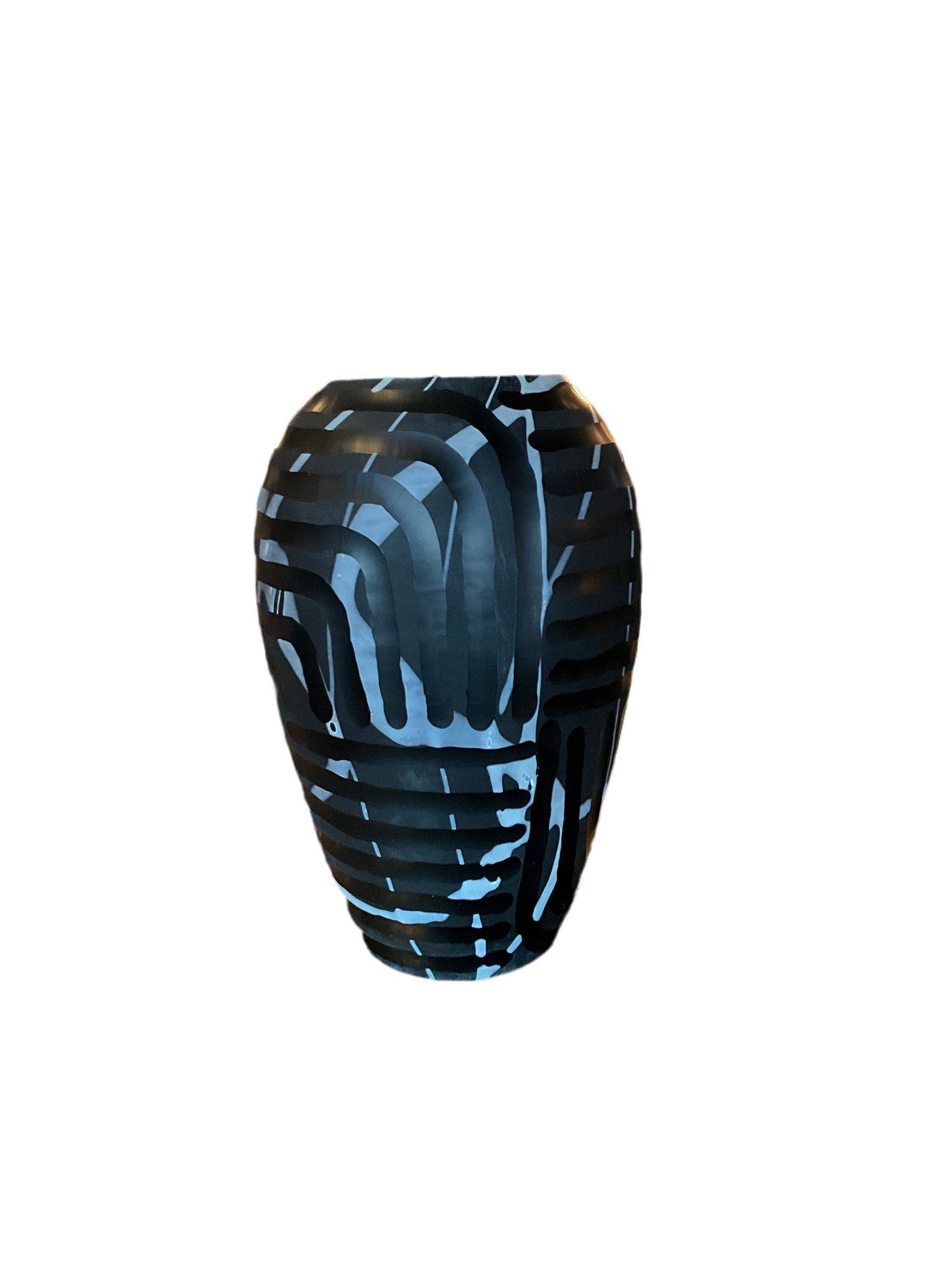 Black Matte Carved Vase