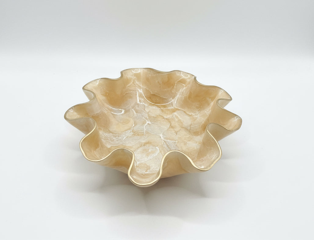 XL Champagne gemstone decorative bowl by The Vault Creative with a smooth, polished surface and a luxurious gemstone appearance.