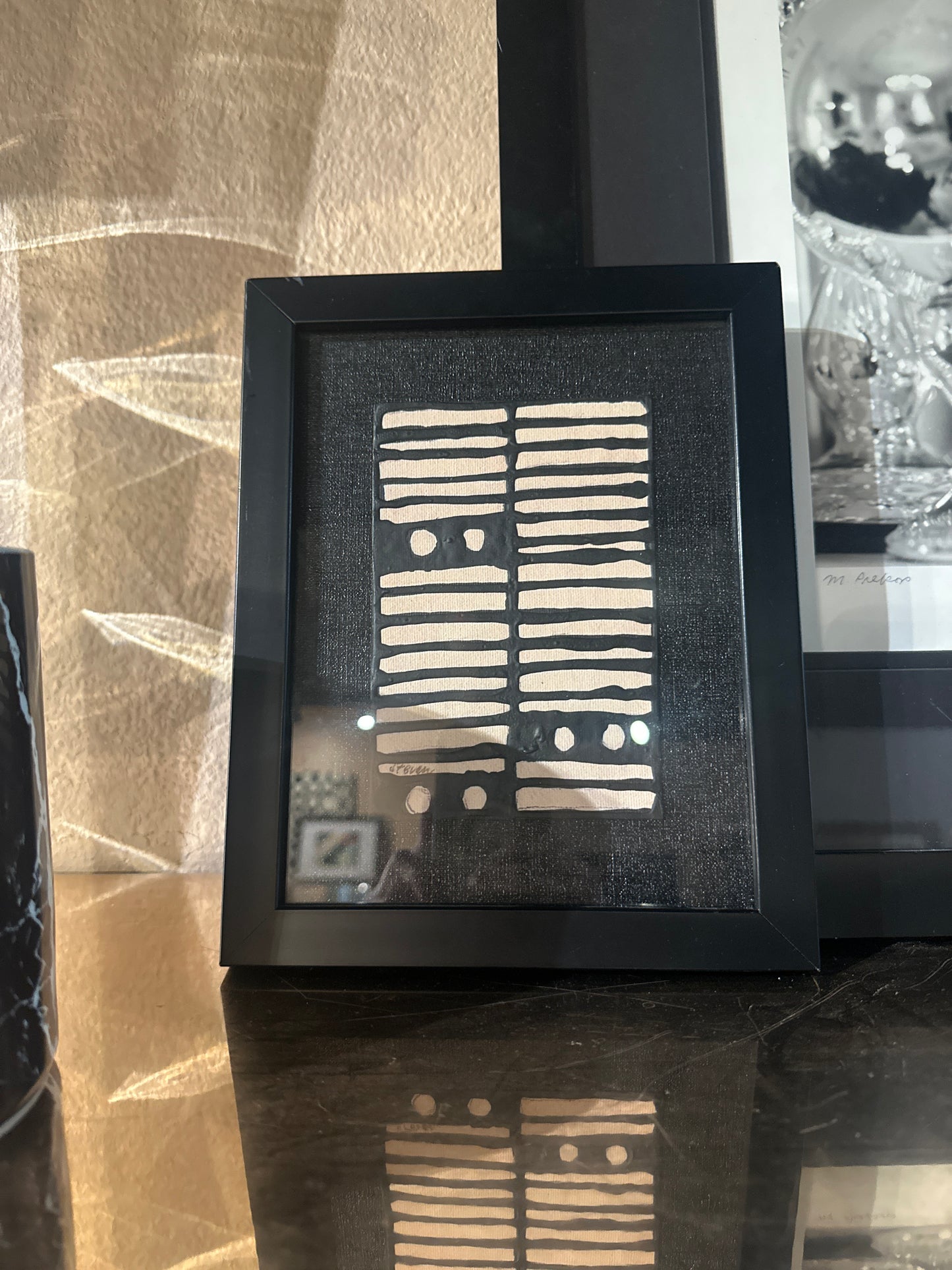 ST black and white dot and stripe art