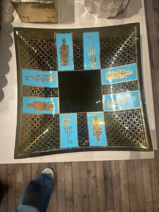 MCM Asian Glass Tray