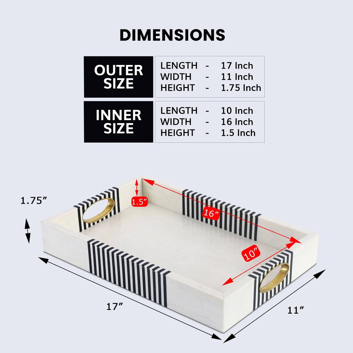 Optique Decorative Tray in 11x17 Inch