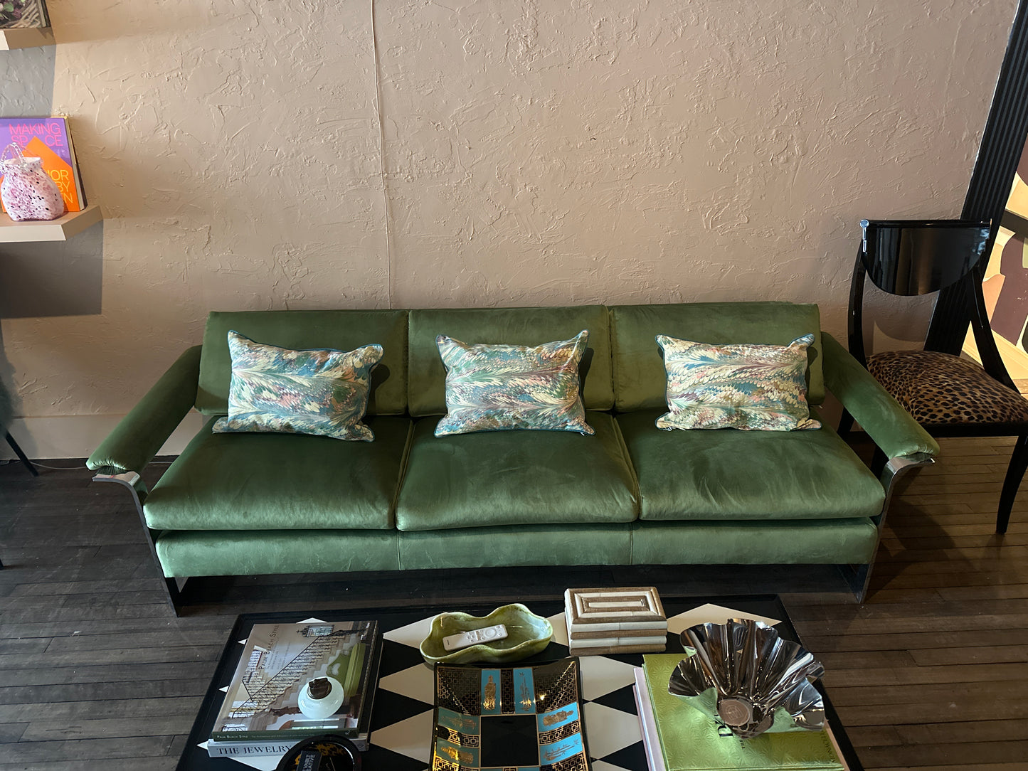 Refinished Chrome and Velvet Sofa