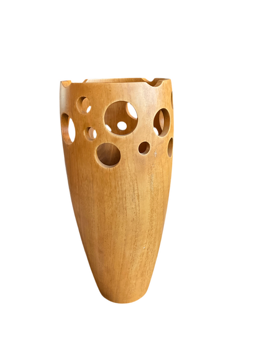 Carved Wood Circles Vessel