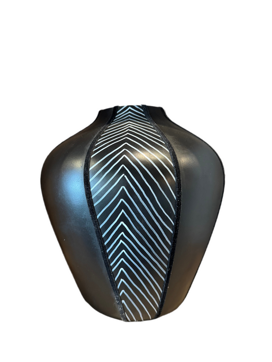 Chevron suede vase