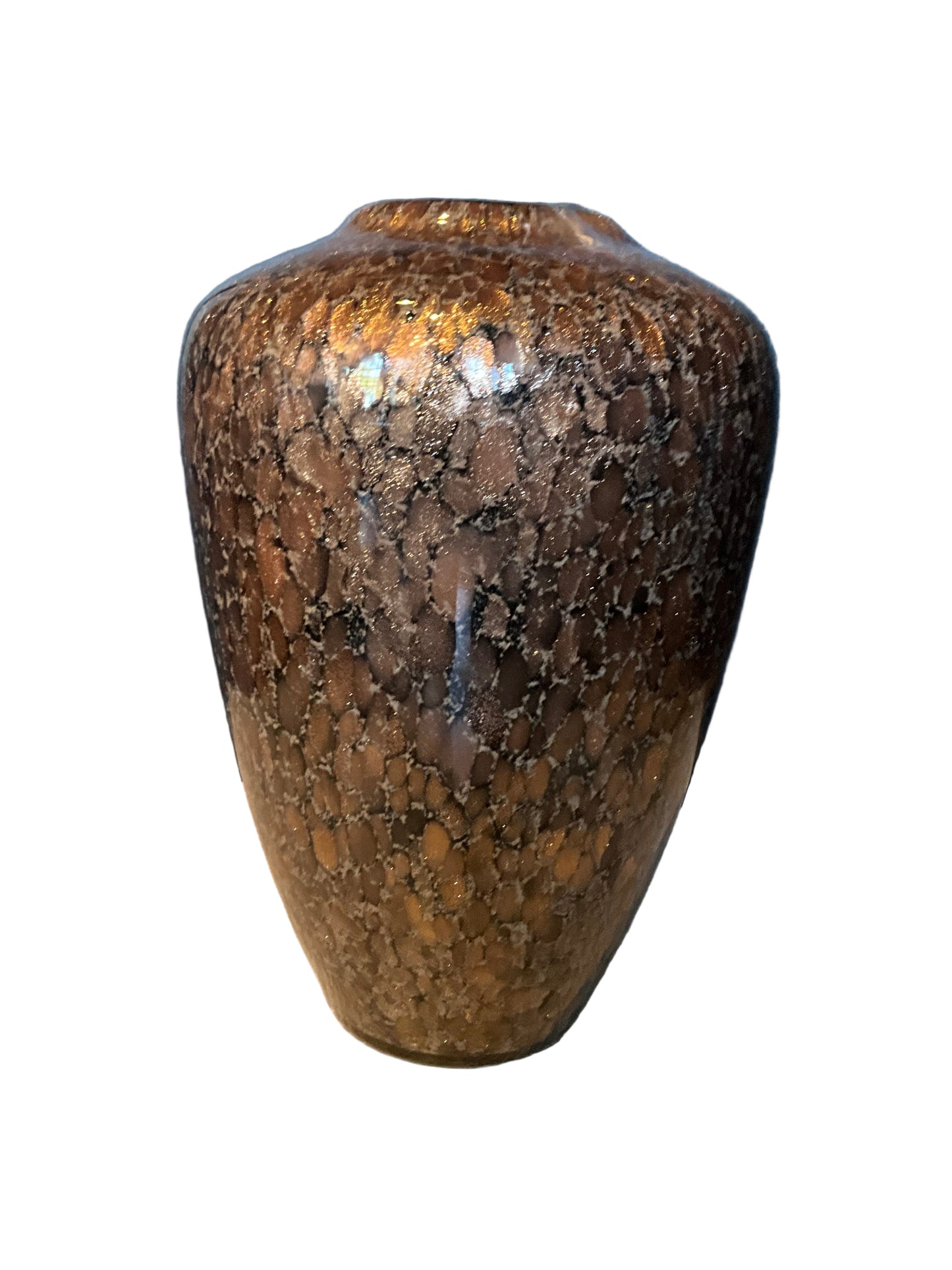 Sparkly brown blown glass vase