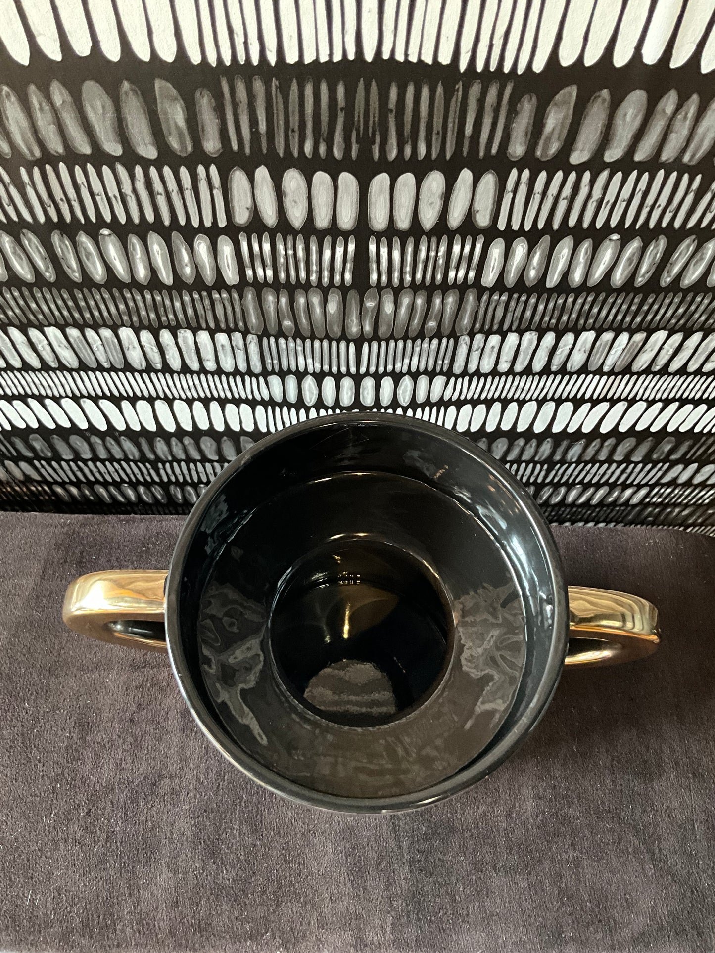 French Black and gold ceramic vase
