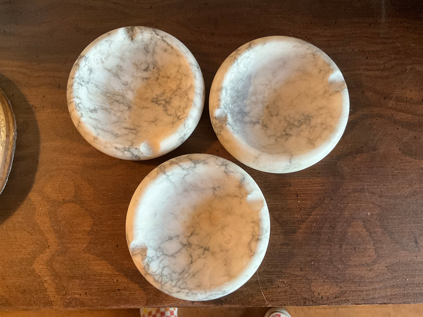 Set of 3 Chic Carved Marble Ashtray