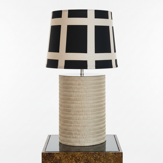 Vintage Grasscloth and Chrome Lamp