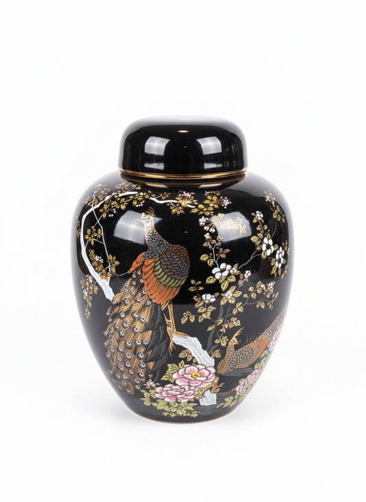 Porcelain Peacock Jar