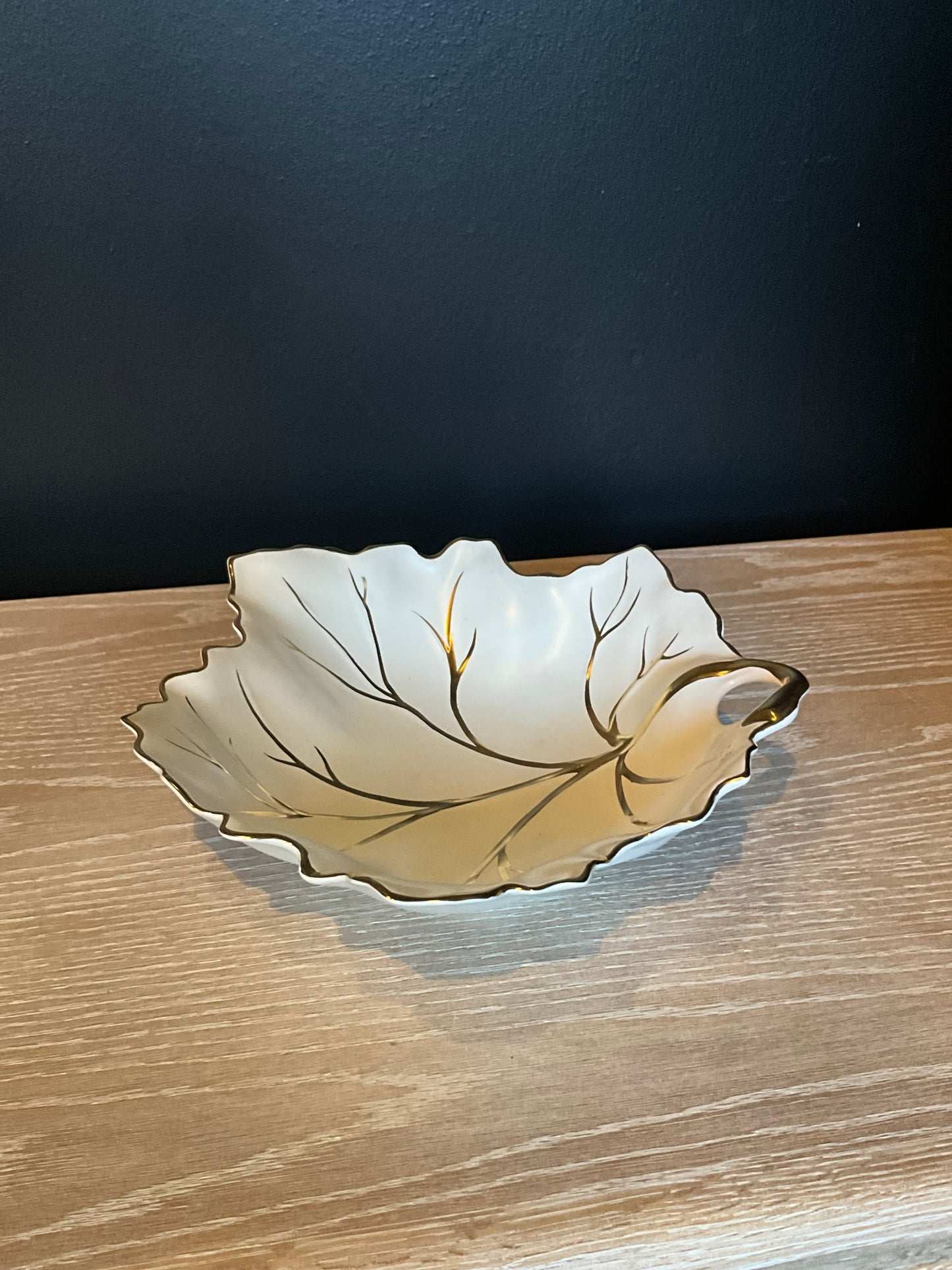 Vintage Limoges porcelain leaf dish