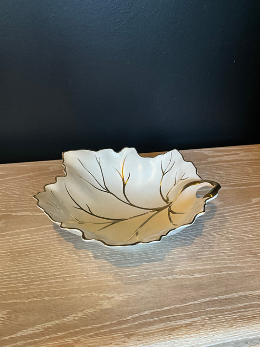 Vintage Limoges porcelain leaf dish
