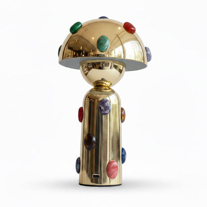 P. Grunsfeld Stoner Brass Wireless Lamp by The Vault Creative, showcasing a sleek brass table lamp with wireless functionality.