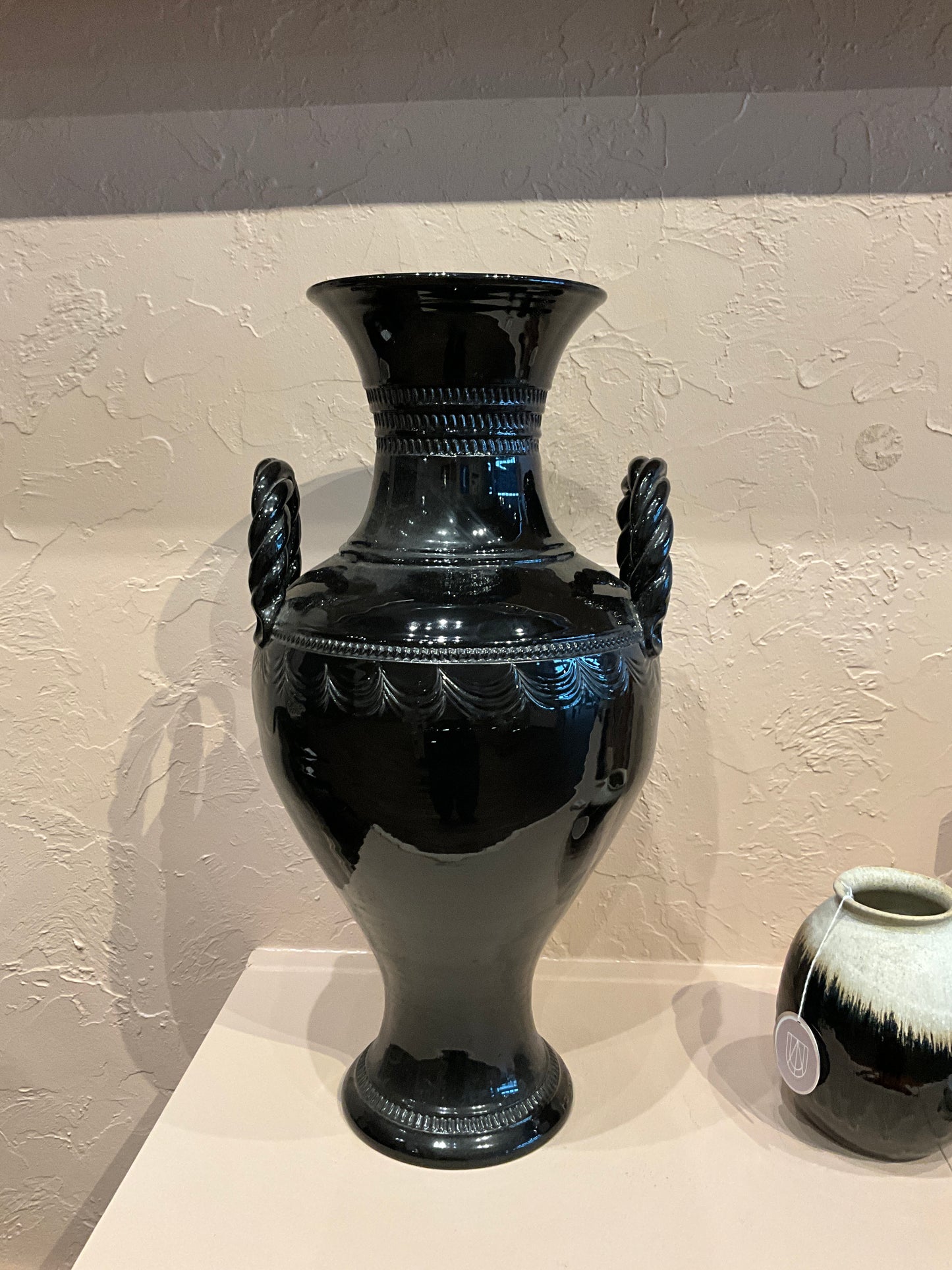 Large ceramic black vintage vase