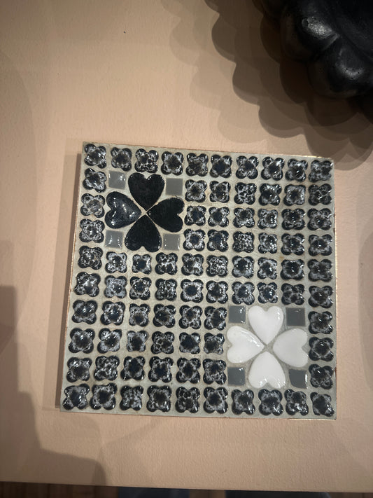 Vintage B + W Mosaic Tray