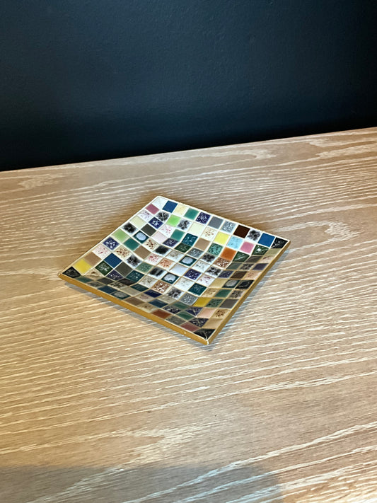 Multicolor vintage mosaic tile trivet or tray