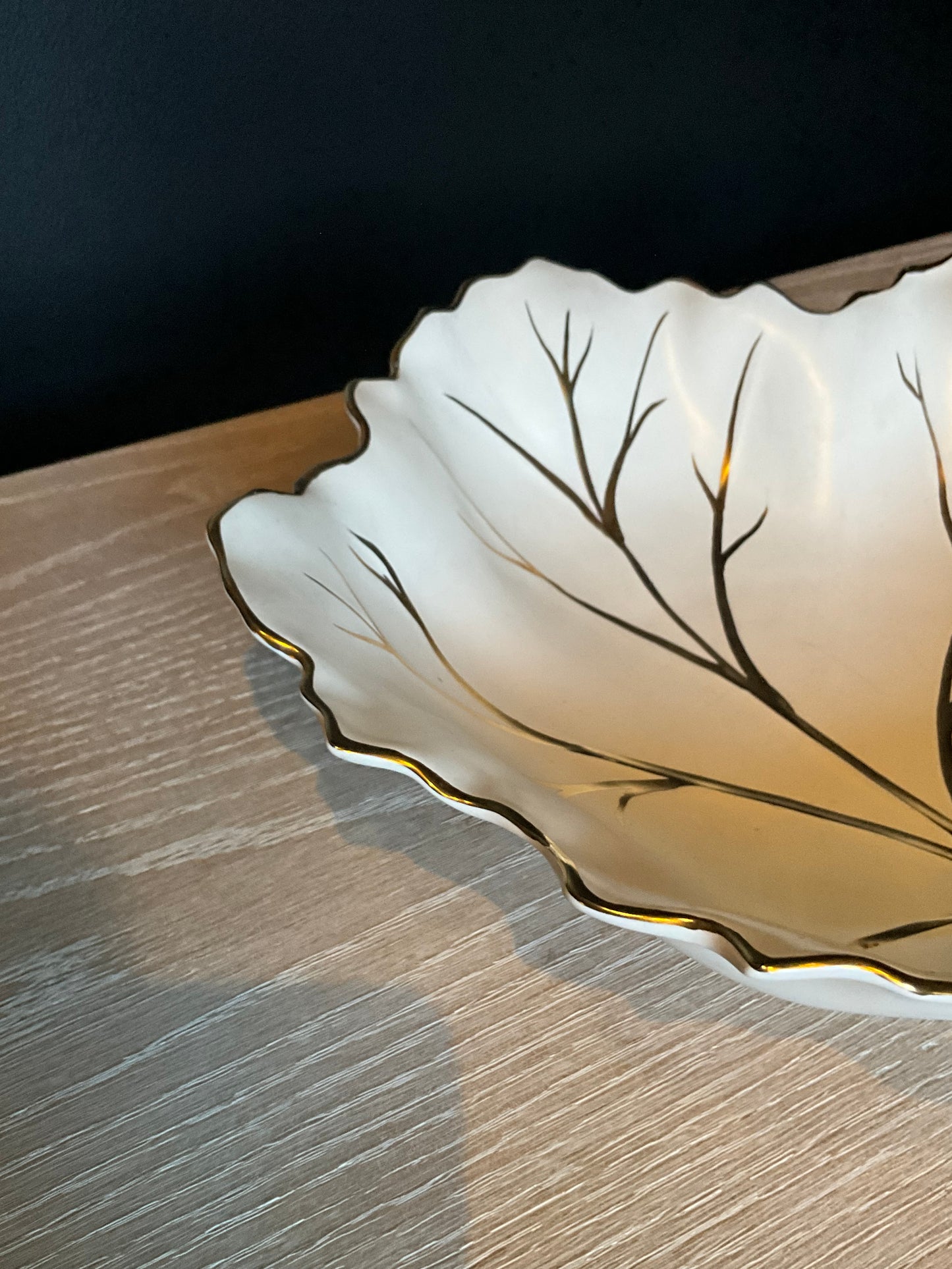 Vintage Limoges porcelain leaf dish