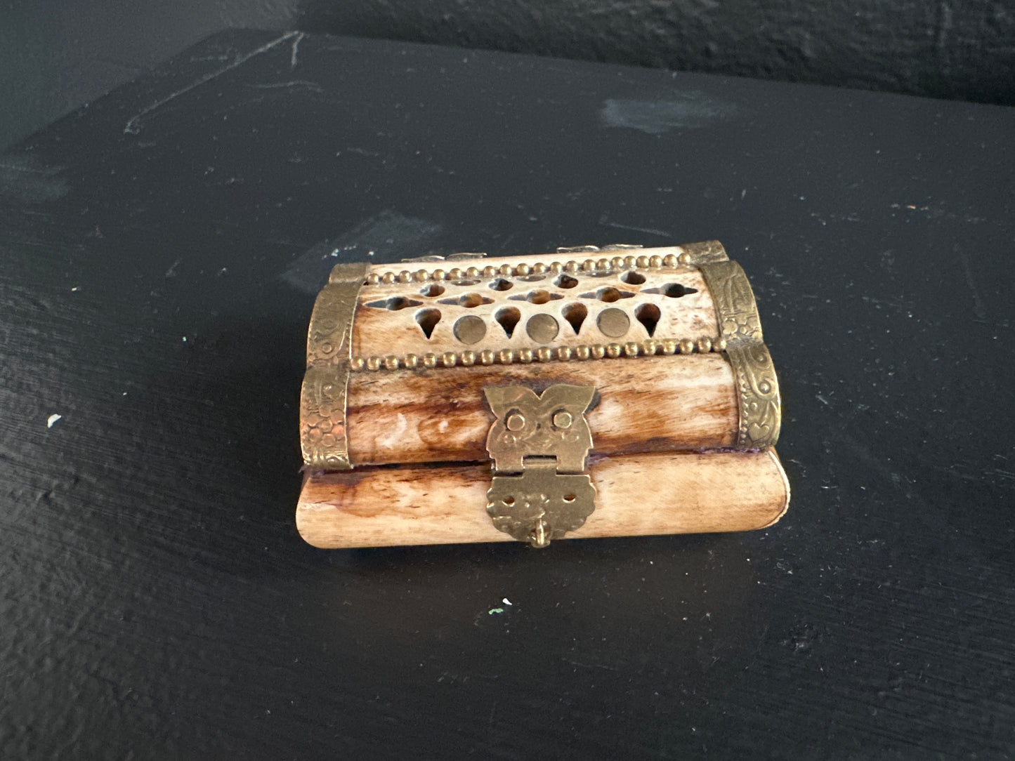 Carved Bone and Brass Box