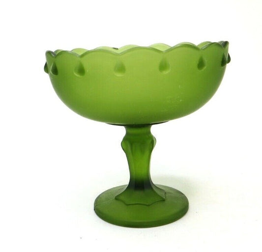 Frosted Green Teardrop Pedestal Bowl