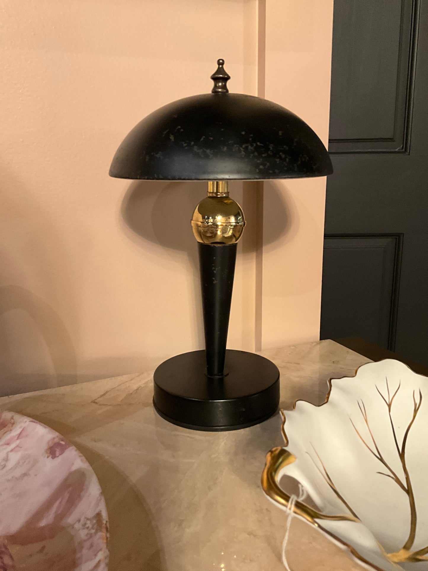 Small metal black table lamp