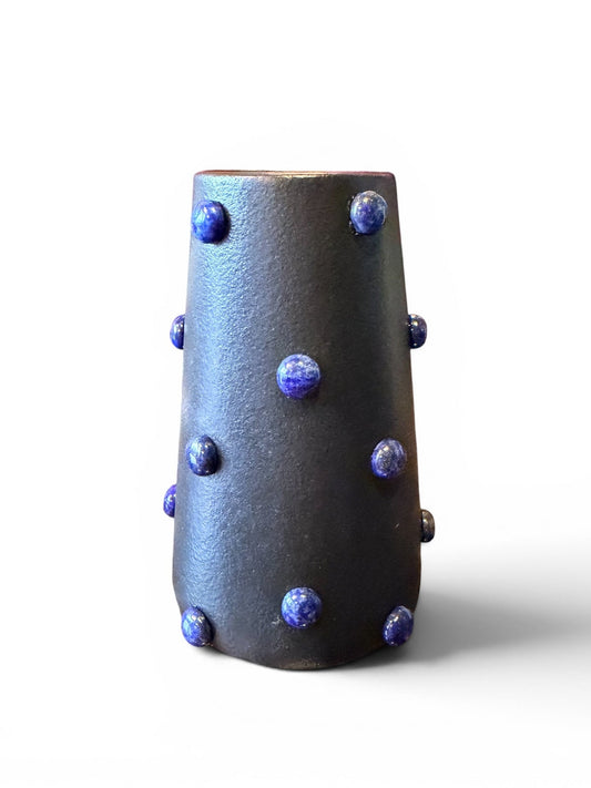 Lapis vase by P. Grunsfeld from The Vault Creative, featuring a vibrant blue ceramic design with a smooth, rounded shape.